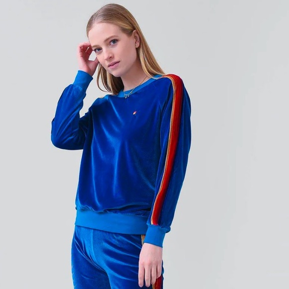 Aviator Nation Tops - Aviator Nation Velour Rainbow Stripe Sweatshirt